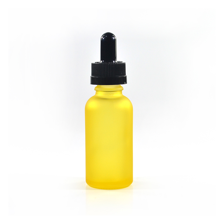 matte yellow 30ml frosted glass essential oil bottle with dropper