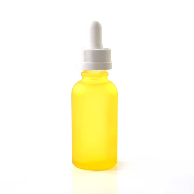 matte yellow 30ml frosted glass essential oil bottle with dropper