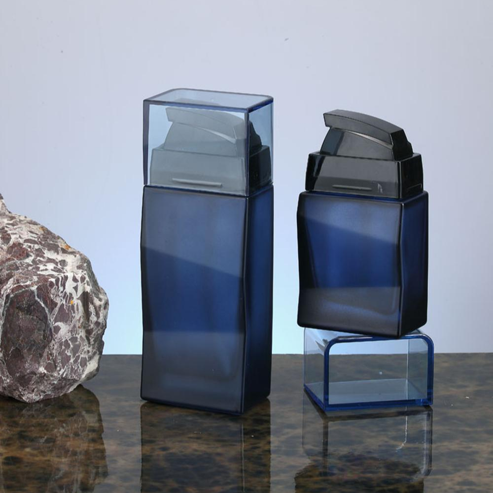 men used skincare glass cosmetic pump bottle black glass lotion bottle printing