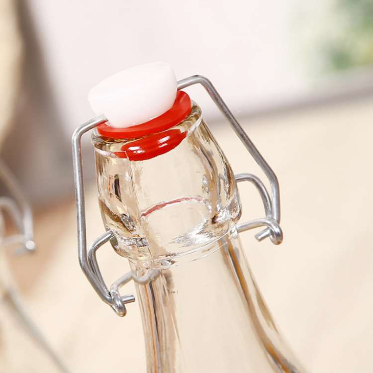 milk juice drink swing top cover flip square glass bottle 250ml 500ml 1000ml