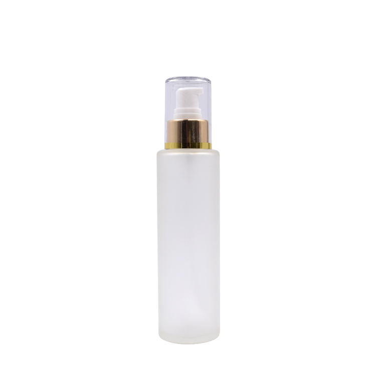 milk white frosted glass bottle 15ml 30ml 60ml 100ml 120ml 150ml sun block cosmetic bottle with gold aluminum pump