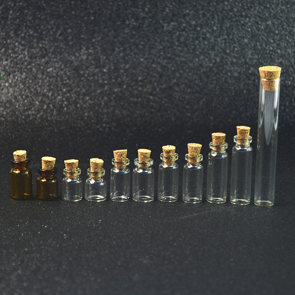 mini 1ml 2ml 3ml 5ml 10ml 20ml 30ml 50ml 100ml glass bottle with a cork top