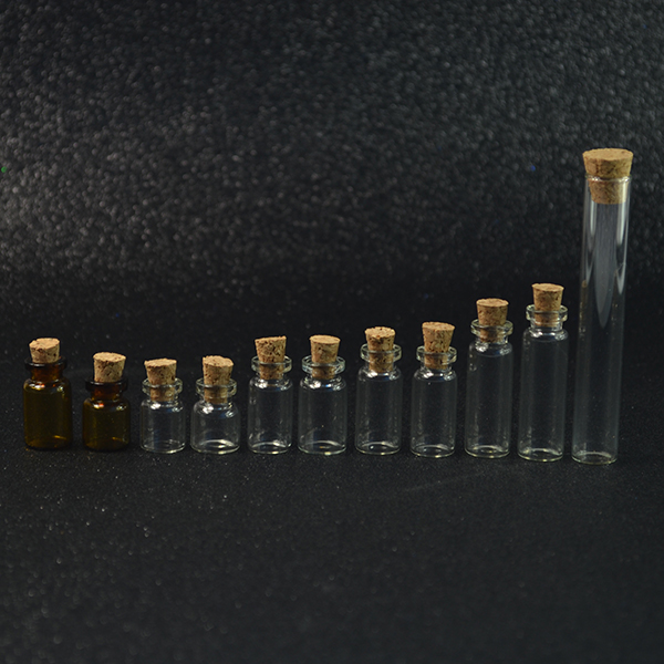 mini 3ml 5ml 10ml 15ml 20ml 30ml 50ml clear glass bottle with wood stopper cork top