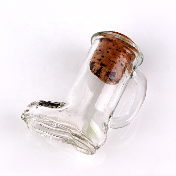 mini 40ml Boot shaped beer juice glass bottle with cork