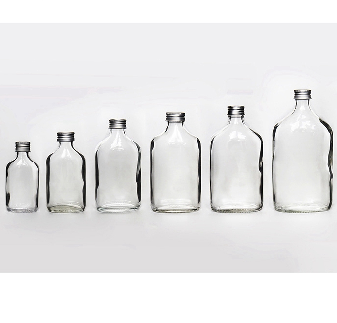 mini 50ml 100ml 200ml 250ml 350ml 500ml Empty Flat Wine Whiskey Glass Bottle For Liquor Cold Brew Coffee square milk tea