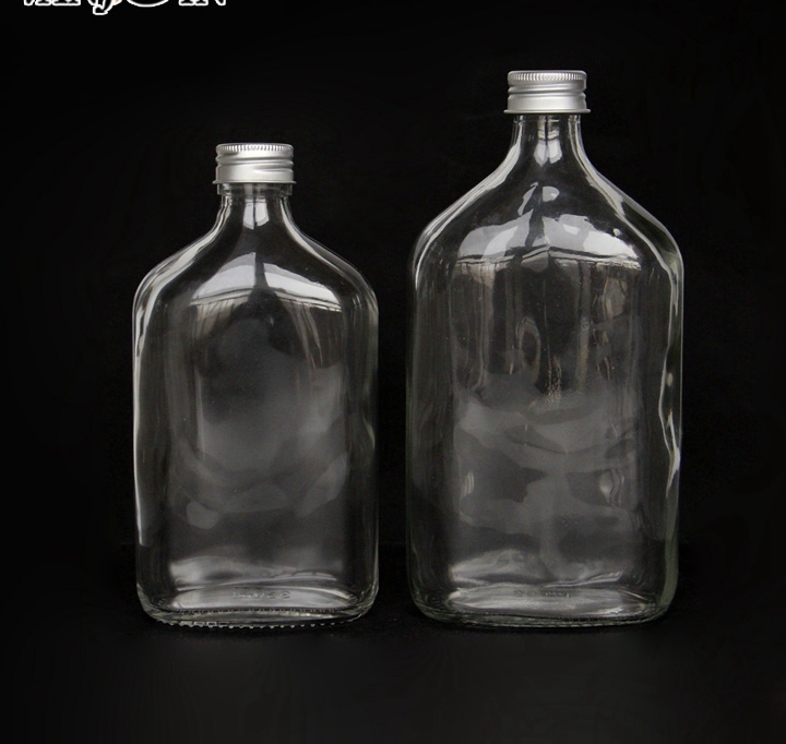mini 50ml 100ml 200ml 250ml 350ml 500ml Empty Flat Wine Whiskey Glass Bottle For Liquor Cold Brew Coffee square milk tea