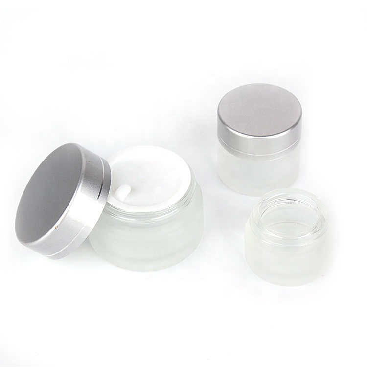 mini 5g 5ml frosted skincare cream glass cosmetic jar with silver screw cap