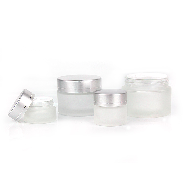 mini 5g 5ml frosted skincare cream glass cosmetic jar with silver screw cap