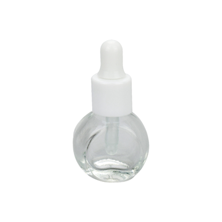 mini 5ml empty round glass bottle nail polish facial oil sample bottle with plastic white dropper