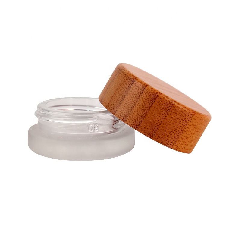 mini 7ml round frosted eye cream glass cosmetic containers jar with bamboo wood lid