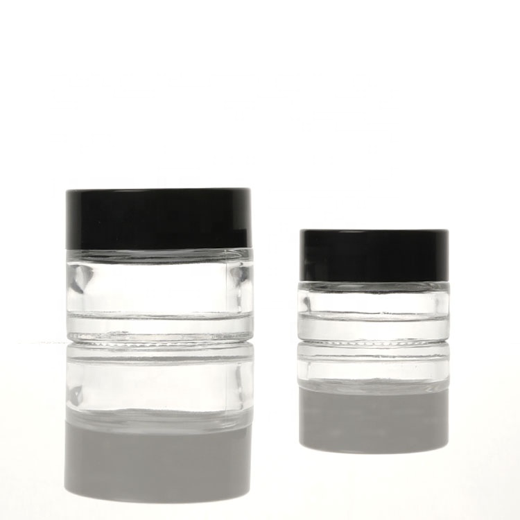 mini Cosmetic Packaging glass jar with lid black 5g 7g clear jars  container