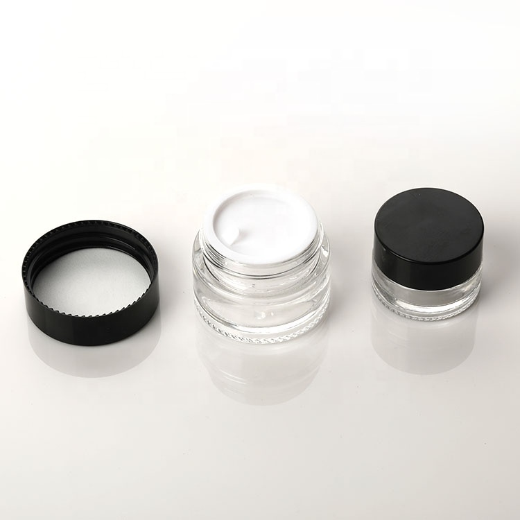 mini Cosmetic Packaging glass jar with lid black 5g 7g clear jars container