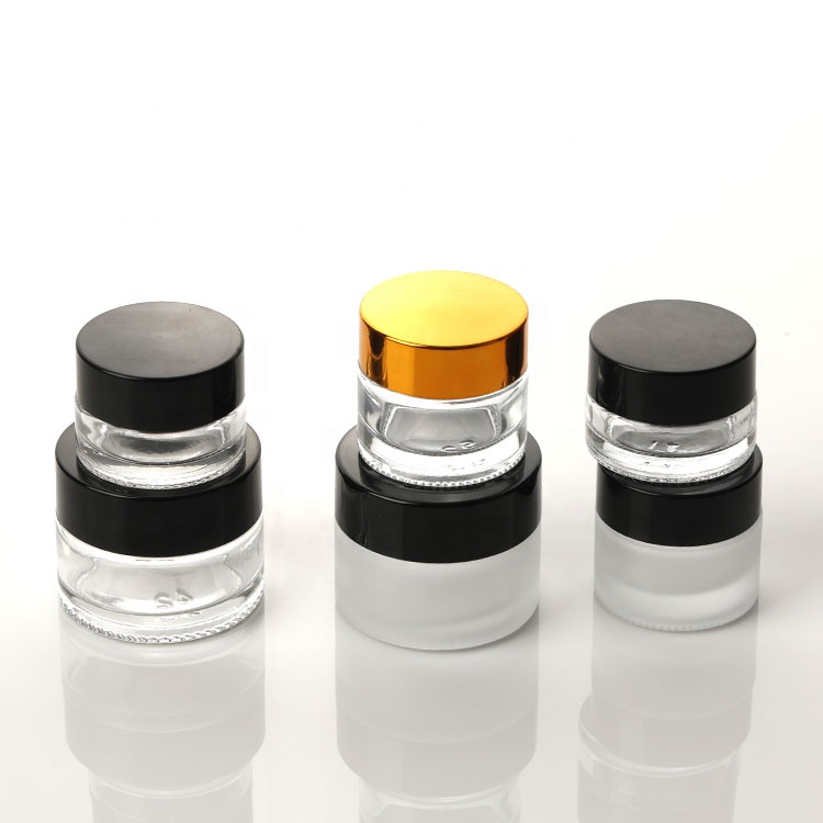 mini Cosmetic Packaging glass jar with lid black 5g 7g clear jars container
