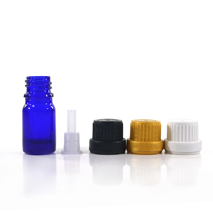 mini blue glass 5 ml e liquid glass bottle with tamper proof cap and glass pipette