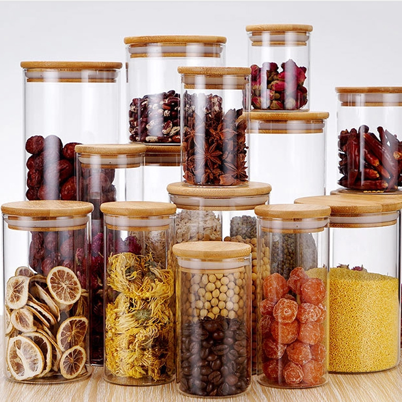 mini glass containers with lids / red glass canister set / glass canisters with lids