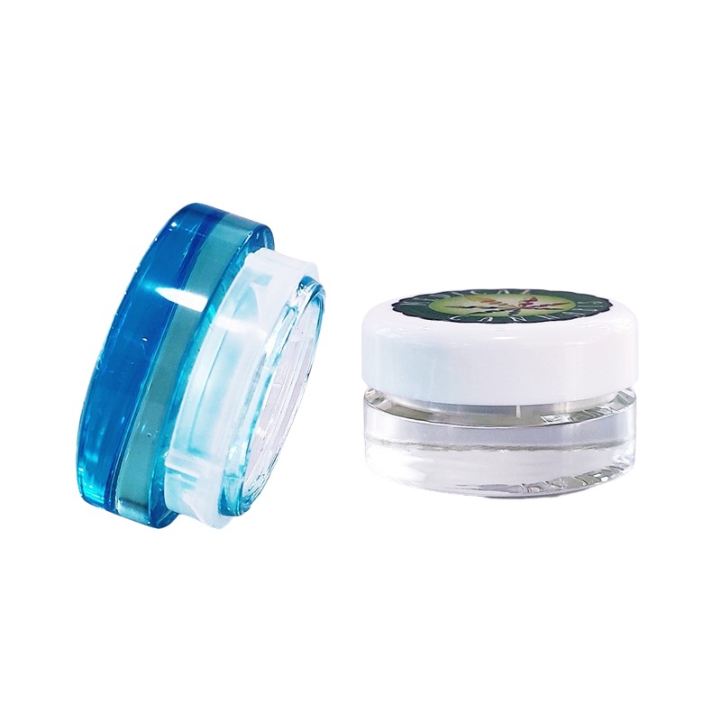 mini glass jar 3g 5g clear concentrate glass jars Wax rosin jars with Black lid