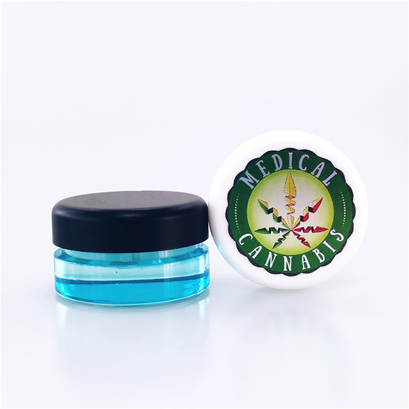 mini glass jar 3g 5g clear concentrate glass jars Wax rosin jars with Black lid