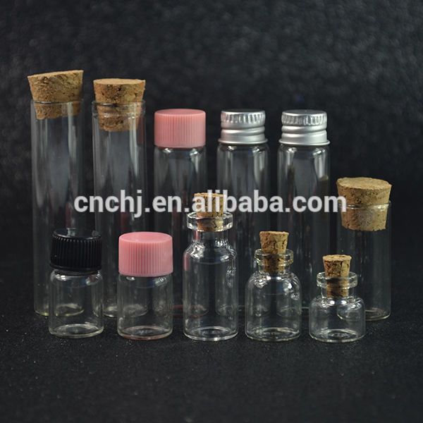 mini glass vial 1ml 2ml 3ml 5ml 10ml 15ml 20ml 50ml 100ml small glass bottle with cork
