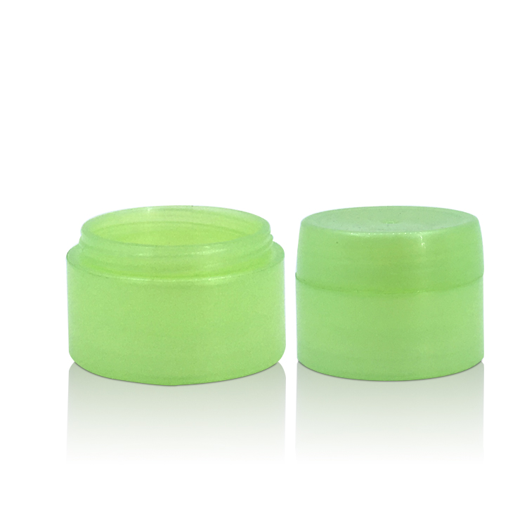 mini green empty cream jar recycle skin care plastic pet jar cosmetic jar with labels