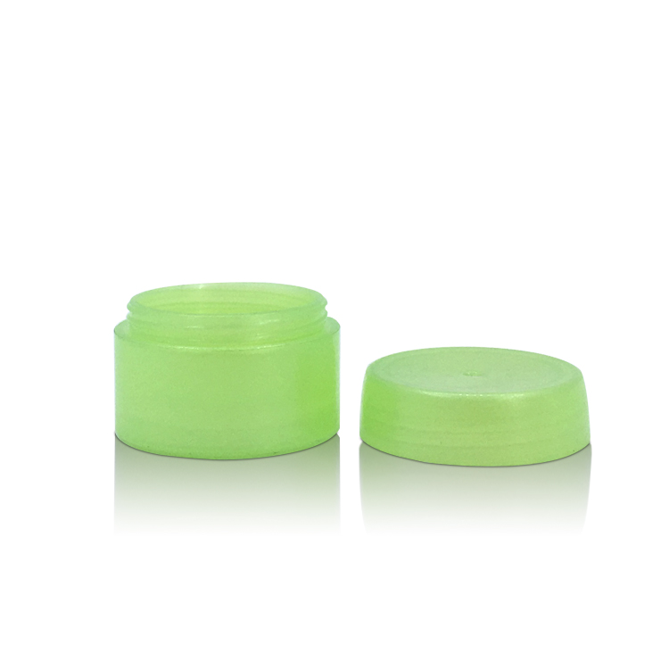 mini green empty cream jar recycle skin care plastic pet jar cosmetic jar with labels