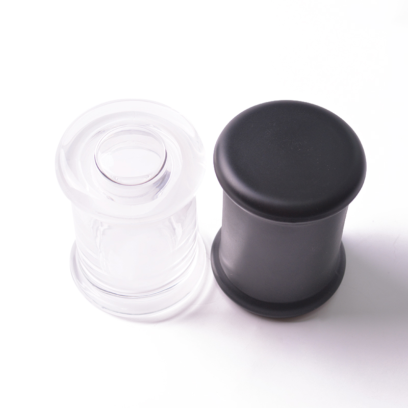 mini large round food childproof UV print glass storage stash light jar with cork bamboo lid