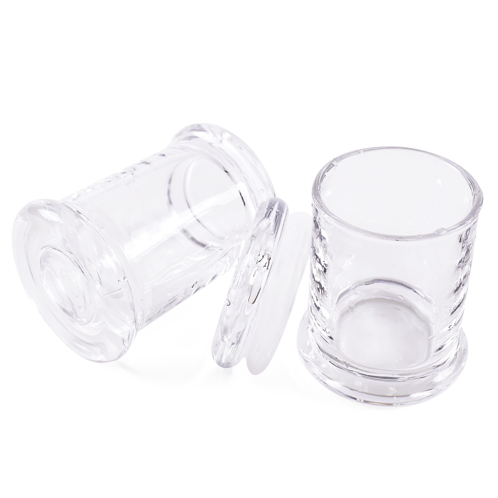 mini large round food childproof UV print glass storage stash light jar with cork bamboo lid