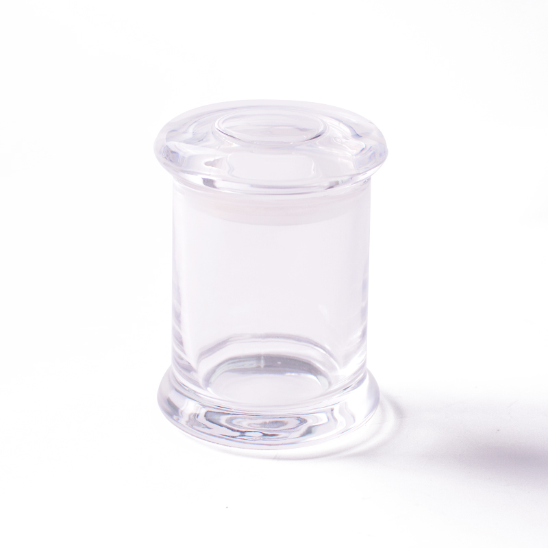 mini large round food childproof UV print glass storage stash light jar with cork bamboo lid