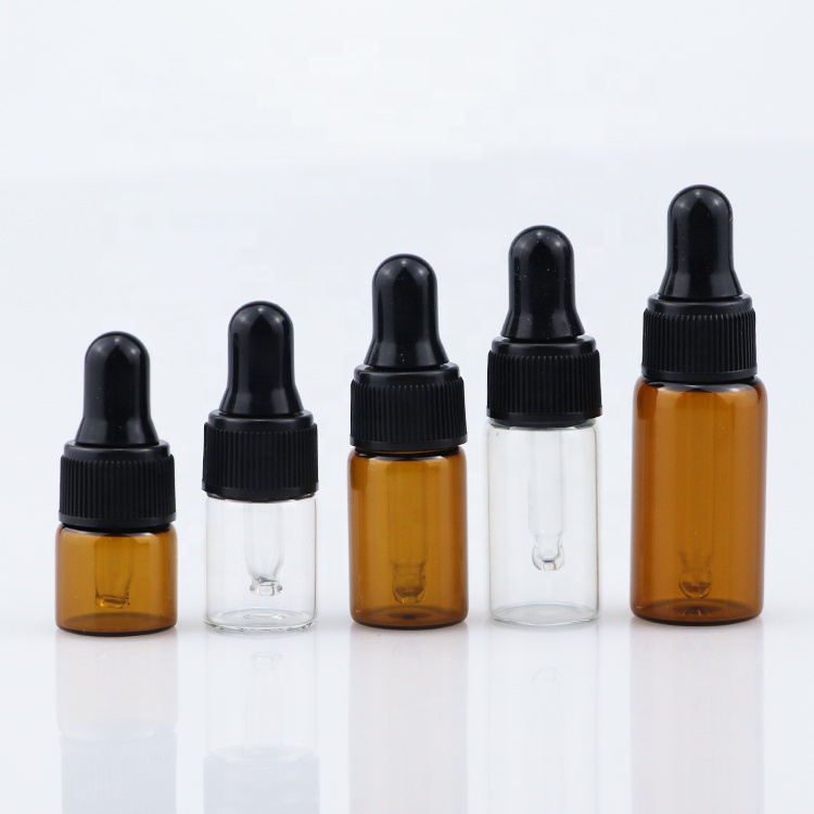 mini perfume sample vial essential CBD oil glass vial dropper bottle 1ml 2ml 3ml 5ml