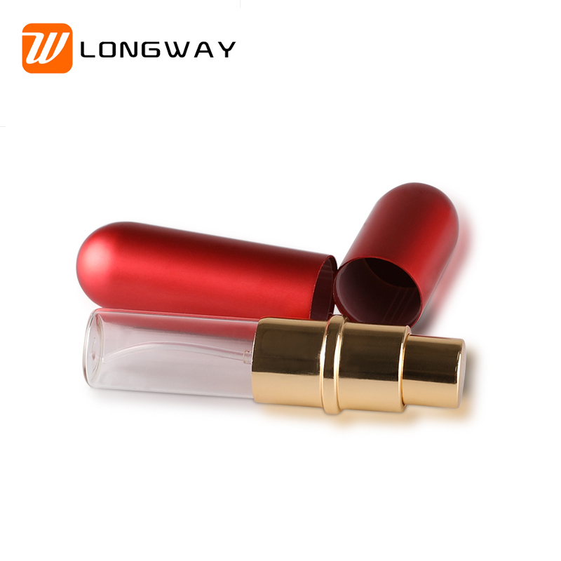 mini round travel glass refillable aluminium bottle perfume atomizer with mist spray pump 5ml for cosmetic container