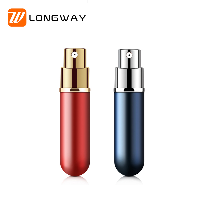 mini round travel glass refillable aluminium bottle perfume atomizer with mist spray pump 5ml for cosmetic container