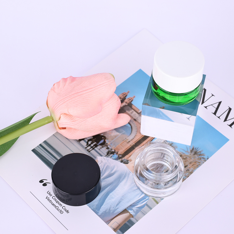 mini small 10g 15 g green transparent glass cream jar mini glass jars with lid airtight small cosmetic jar