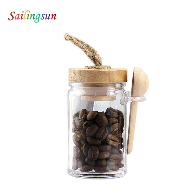 mini small with wooden stopper spoon handcraft pyrex glass food jar