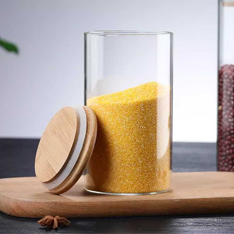 mini storage jars / glass containers with bamboo lids / small storage jars with lids