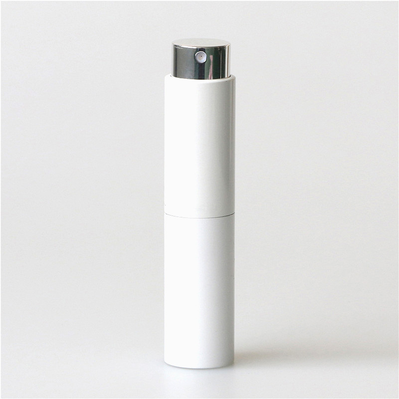 mini travel aluminium refillable spray 8ml white rotation type atomizer for perfume