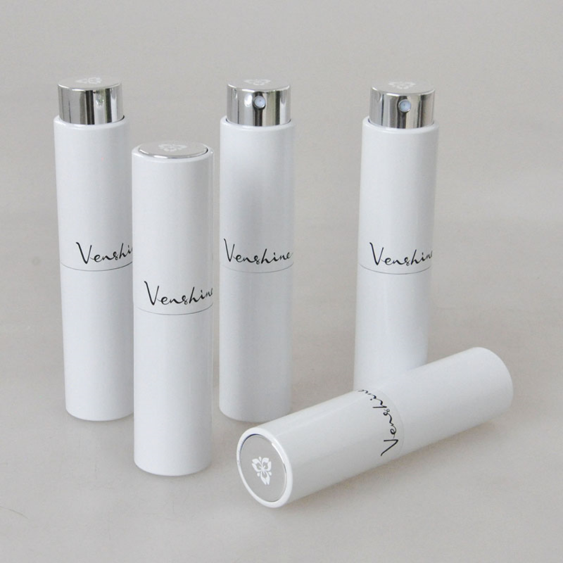 mini travel aluminium refillable spray 8ml white rotation type atomizer for perfume
