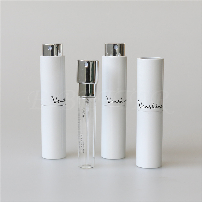 mini travel aluminium refillable spray 8ml white rotation type atomizer for perfume