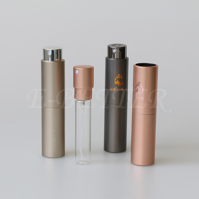 mini travel aluminium refillable spray 8ml white rotation type atomizer for perfume