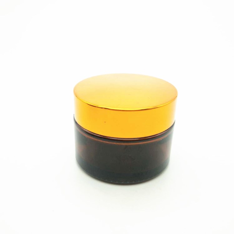 moisturiser cream cosmetic packaging amber glass jars with black lid