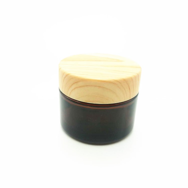 moisturiser cream cosmetic packaging amber glass jars with black lid