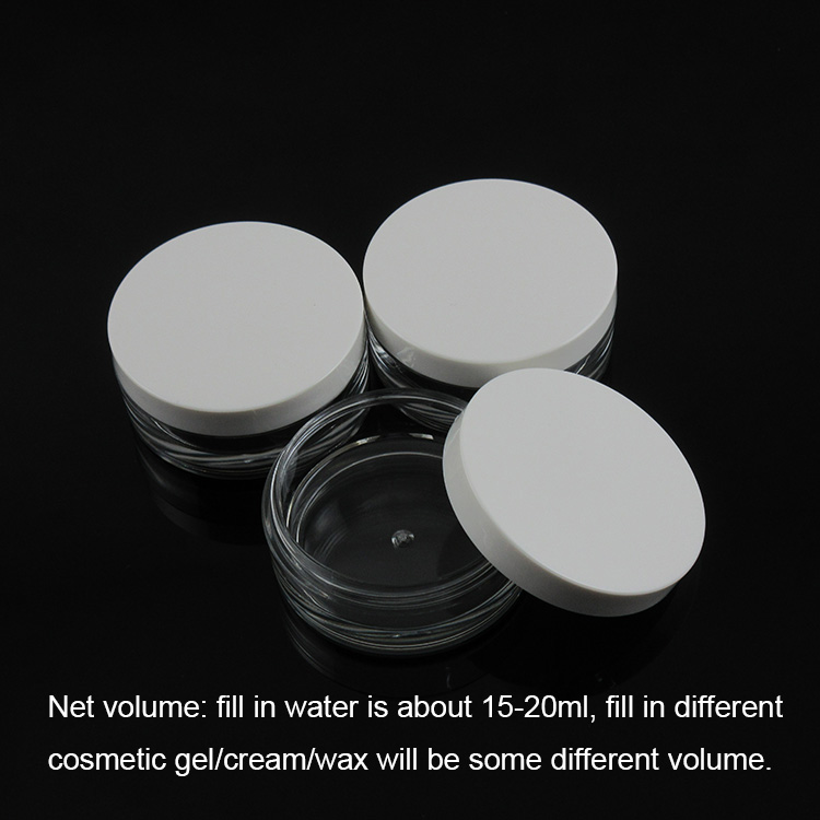 moq 500pcs TM-ES1679 15ml plastic cosmetic cream jar white-cap cosmetic gel case cosmetic wax container