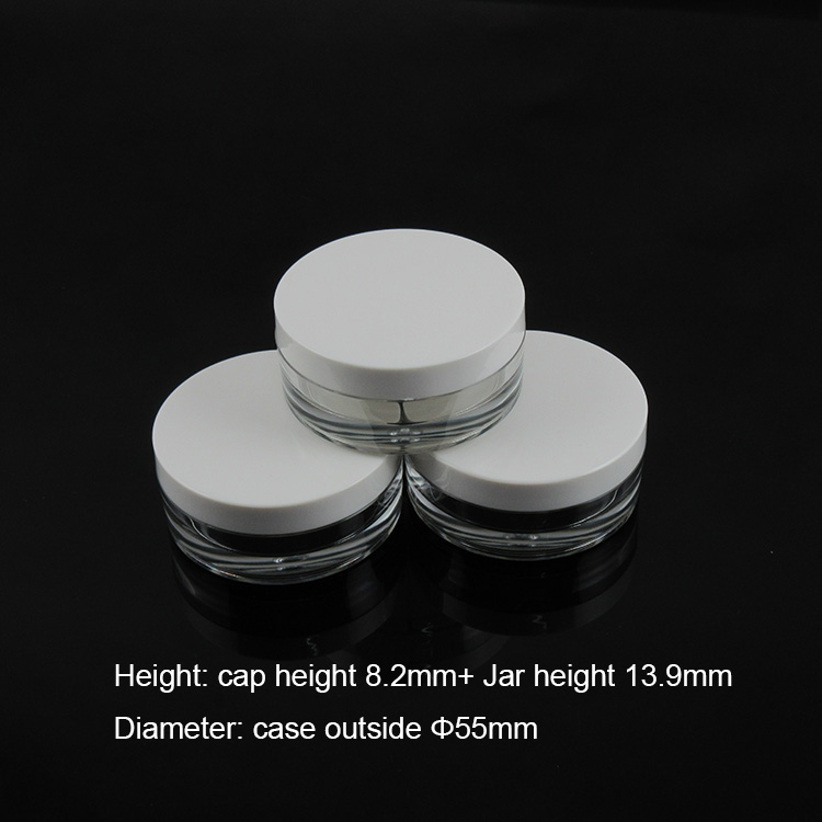 moq 500pcs TM-ES1679 15ml plastic cosmetic cream jar white-cap cosmetic gel case cosmetic wax container