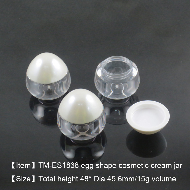 moq 500pcs TM-ES1838 15g volume egg shape cosmetic cream jar private logo plastic makeup empty AS jar