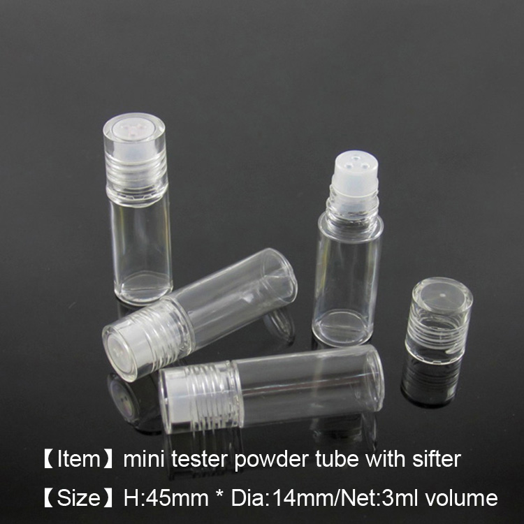moq 500pcsTM-ES6153 3ml mini powder tube cosmetics pigment tester bottle volume blowing bottle