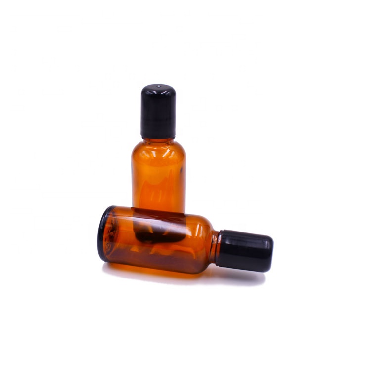 most popular beauty cosmetics empty 1oz amber glass roll on bottle 30ml with stainless steel roller