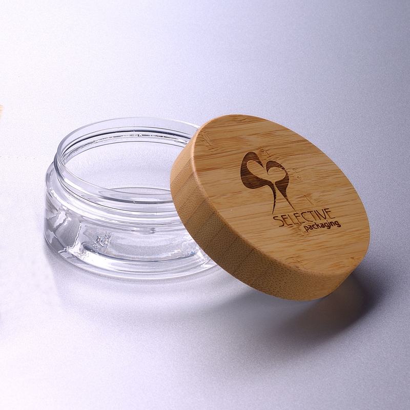 most popular pet plastic jar 200ml cosmetic packaging bamboo jar