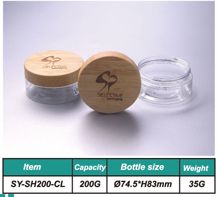 most popular pet plastic jar 200ml cosmetic packaging bamboo jar