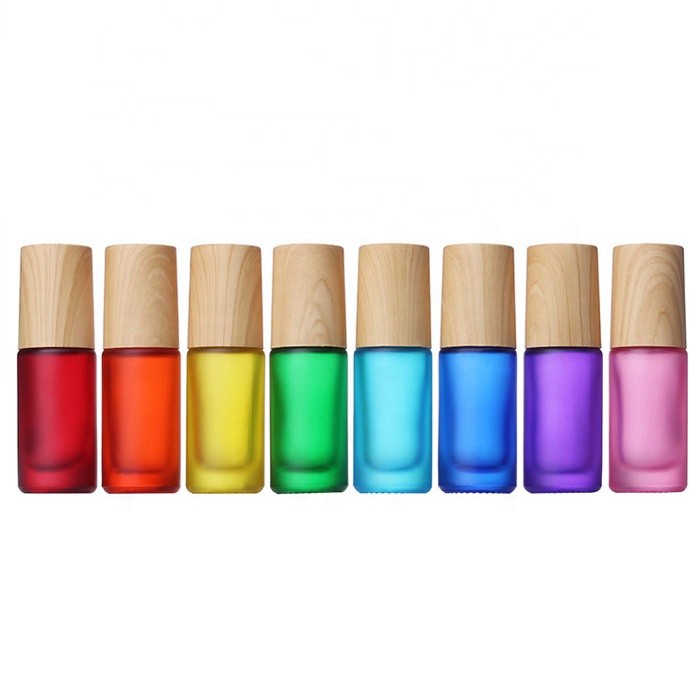 multi color 5ml 10ml perfume oil bottle empty glass frosted roller ball bottles for essential oil