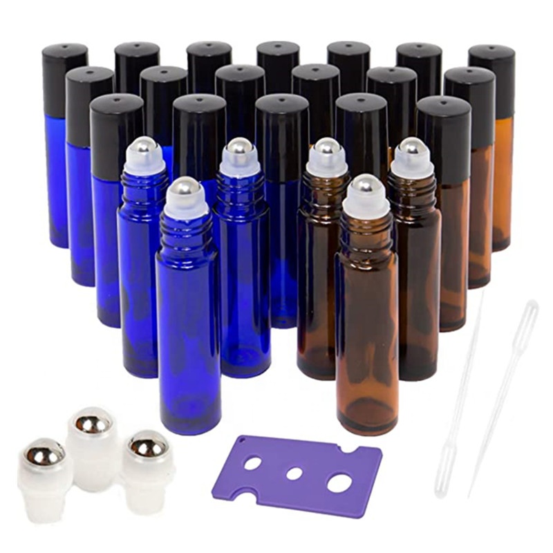 multiple color 10ml roll on essential oil glass bottle eye roll on bottles a set 24pcs