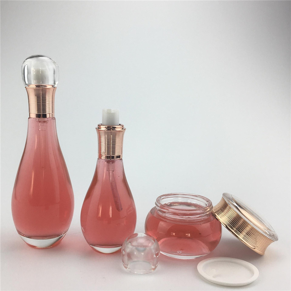 mytext Customized cosmetic glass bottle series/container packing set for skin care