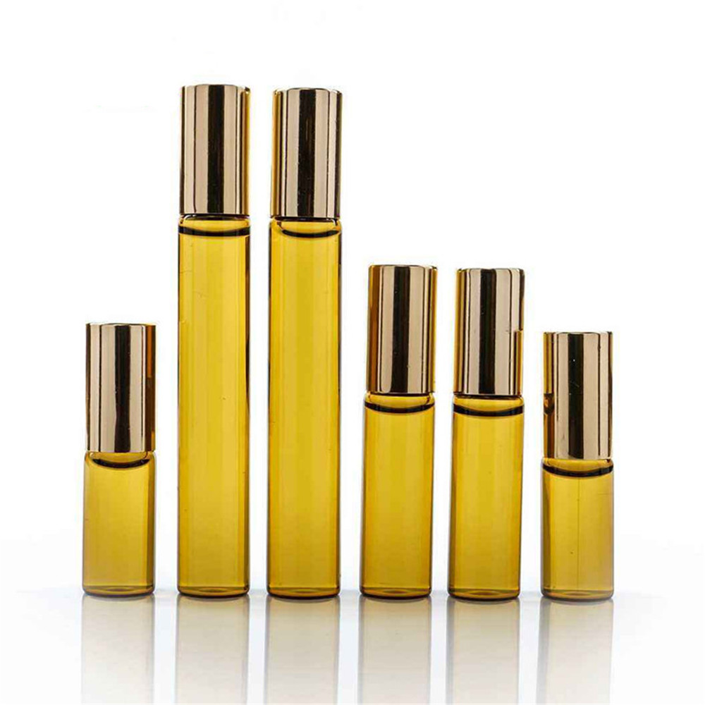 mytext whoesalers cosmetic 5 ml 10 ml 15ml empty amber frosted glass perfume roller roll on bottle with metal roller ball